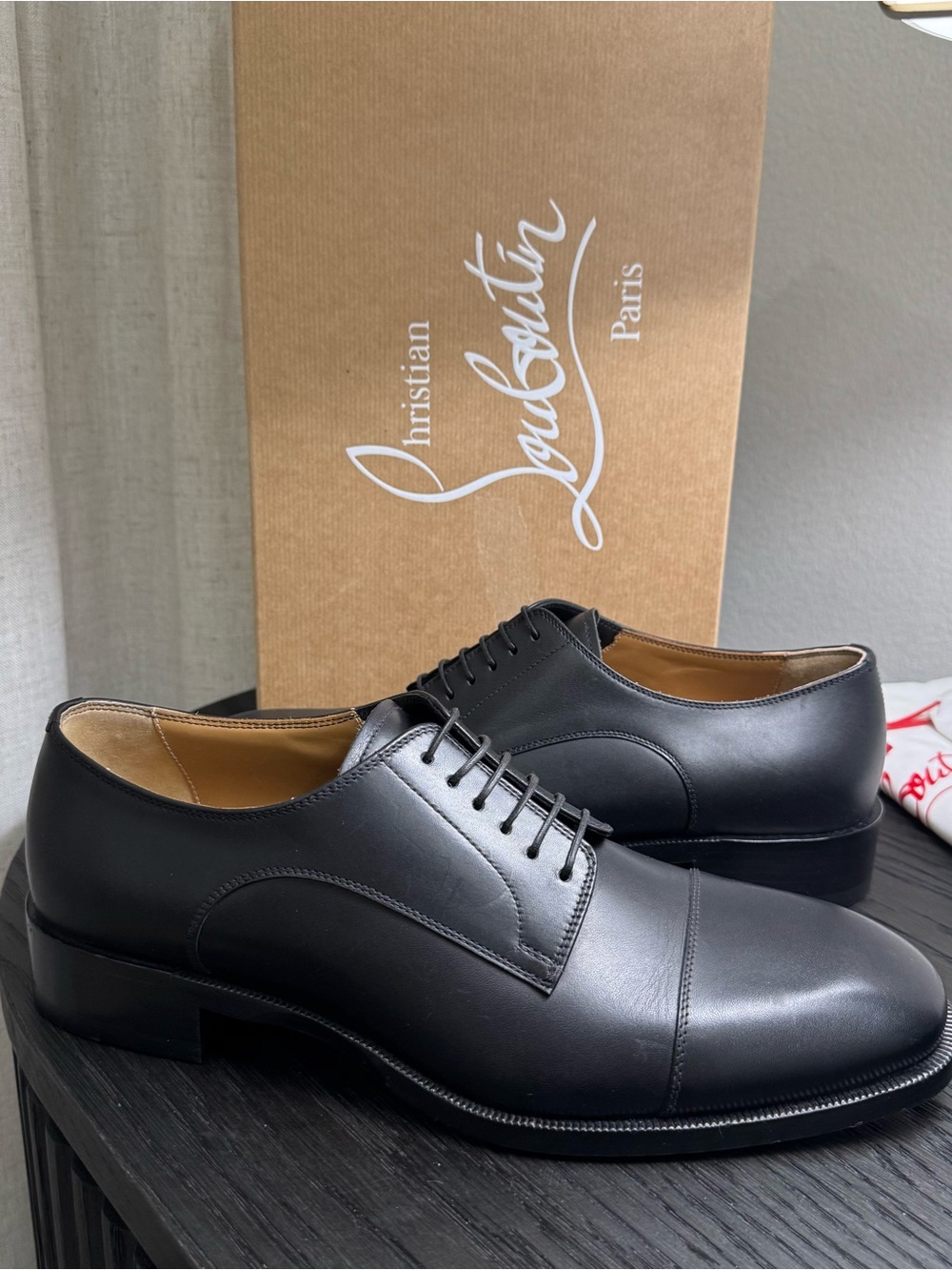 Christian Louboutin Cortomale Oxford Dress Shoes Leather Black 41